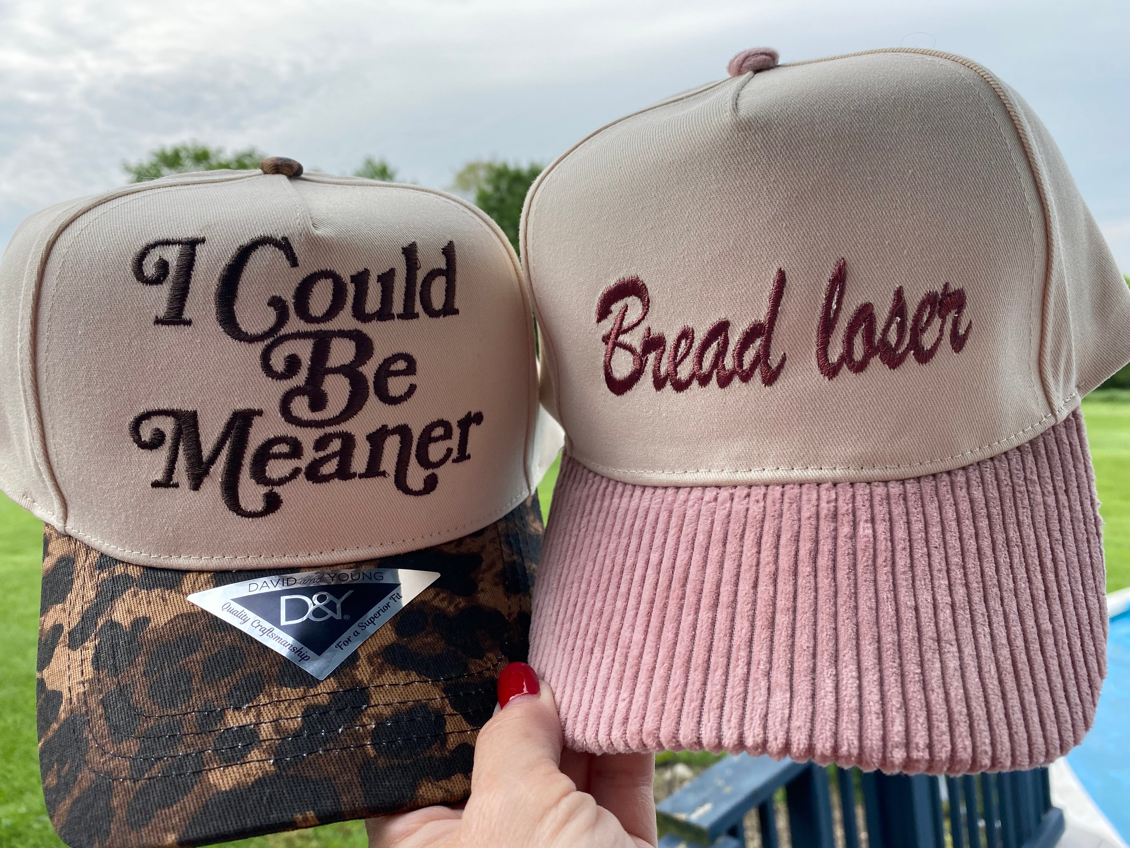 “I could be meaner” embroidered leopard baseball cap